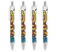 ERSTSNCK Snake Totem Pole Black Ballpoint Pens Fine Point (0.5mm) Black Ink Pen Retractable Ball Point Pens with Comfortable Full Grip for Journaling, And Office Writing Ideal 4 PCS