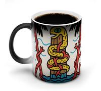 ERSTSNCK Snake Totem Pole Color Changing Mug 11 Oz Heat Changing Coffee Mugs Funny Magic Cup Heat Sensitive Ceramics Mug Novelty Coffee Cups Personalized Customized Gift Idea for Men & Women