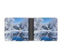 ERSTSNCK Snow Forest Cabin Wallet for Men Bifold Rfid Blocking Slim Money Clip Front Pocket Wallet Card Holder