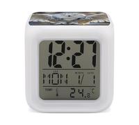 ERSTSNCK Snow Owl Night Light Alarm Clock LED Display Alarms for Bedroom Smart Digital Alarm Clock Wtih 7 Colorful Ambient Lights Sleep Timer for Heavy Sleepers Simple Operation