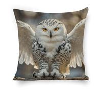 ERSTSNCK Snow Owl Pillow Covers 18"x18" Linen Throw Pillow Covers - Double Sided Decorative Square Cushion Cases for Sofa, Bed, Chair (No Insert Included)