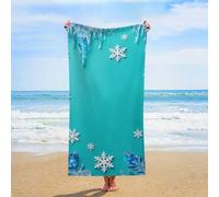 ERSTSNCK Snowflake & Ice Beach Towel Oversized 31" X 63" Absorbent Towels Quick Dry Pool Towel Lightweight Bath Towels Sandproof Beach Blanket for Gym Swimming Sports Travel Gifts