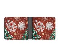 ERSTSNCK Snowflakes And Christmas Trees Wallet for Men Bifold Rfid Blocking Slim Money Clip Front Pocket Wallet Card Holder