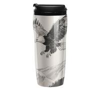 ERSTSNCK Soaring Eagle 12 Oz Travel Coffee Mug Vacuum Insulated Travel Mug Leakproof Cup with Lid Reusable Coffee Tumbler for Hot And Cold Drinks, Gift for Men And Women