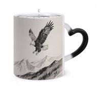ERSTSNCK Soaring Eagle Color Changing Mug Heat Changing Coffee Mugs Funny Magic Cup Heat Sensitive Travel Mug Novelty Coffee Cups Personalized Customized Gift Idea for Men & Women 11 Oz