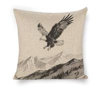 ERSTSNCK Soaring Eagle Pillow Covers 18"x18" Linen Throw Pillow Covers - Double Sided Decorative Square Cushion Cases for Sofa, Bed, Chair (No Insert Included)