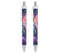 ERSTSNCK Space Astronaut Black Ballpoint Pens Fine Point (0.5mm) Black Ink Pen Retractable Ball Point Pens with Comfortable Full Grip for Journaling, And Office Writing Ideal 2 PCS