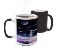 ERSTSNCK Space & Astronaut Color Changing Mug Heat Changing Coffee Mug Funny Magic Cup Heat Sensitive Travel Mugs Novelty Coffee Cups Personalized Customized Gift for Men Women 11 Oz