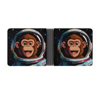 ERSTSNCK Space Astronaut Monkey Wallet for Men Bifold Rfid Blocking Slim Money Clip Front Pocket Wallet Card Holder