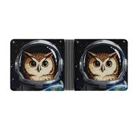 ERSTSNCK Space Astronaut Owl Wallet for Men Bifold Rfid Blocking Slim Money Clip Front Pocket Wallet Card Holder