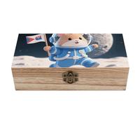 ERSTSNCK Space - Suit Hamster Wooden Storage Box Elegant Retro Jewelry Box with Hinged Lid Decorative Keepsake Boxes Decor Handmade Organizer Boxes for Wedding, Party, Gift, Diy Craft, Home Decor