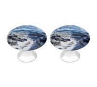 ERSTSNCK Spectacular Snowy Mountains Cabinet Knobs, 2-Pack Silver Stainless Steel Drawer Pulls with Screws, Elegant Hardware for Dressers, Kitchen,Cabinets & Desks
