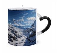 ERSTSNCK Spectacular Snowy Mountains Color Changing Mug Heat Changing Coffee Mugs Funny Magic Cup Heat Sensitive Travel Mug Novelty Coffee Cups Personalized Customized Gift Idea for Men & Women 11 Oz