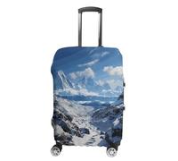 ERSTSNCK Spectacular Snowy Mountains Luggage Suitcase Covers Elastic Washable Cute Luggage Protector Travel Suitcase Protective Cover For Adult (Fit 19-32 Inch Luggages) X-Large, white, L, Spectacular