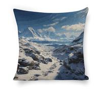 ERSTSNCK Spectacular Snowy Mountains Pillow Covers 18"x18" Linen Throw Pillow Covers - Double Sided Decorative Square Cushion Cases for Sofa, Bed, Chair (No Insert Included)