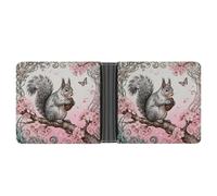 ERSTSNCK Squirrel Cherry Branch Wallet for Men Bifold Rfid Blocking Slim Money Clip Front Pocket Wallet Card Holder
