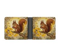 ERSTSNCK Squirrel Ginkgo Branch Wallet for Men Bifold Rfid Blocking Slim Money Clip Front Pocket Wallet Card Holder
