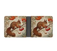 ERSTSNCK Squirrel Hawthorn Branch Wallet for Men Bifold Rfid Blocking Slim Money Clip Front Pocket Wallet Card Holder