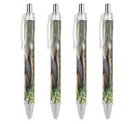 ERSTSNCK Squirrel in The Woods Black Ballpoint Pens Fine Point (0.5mm) Black Ink Pen Retractable Ball Point Pens with Comfortable Full Grip for Journaling, And Office Writing Ideal 4 PCS