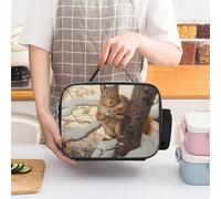 ERSTSNCK Squirrel on Tree Insulated Lunch Bag for Women Lunch Box Large Capacity, Leakproof Tote with Detachable Handles- 5-Hour Cold/Hot Retention Cooler Bag for Office, Picnic, Camping