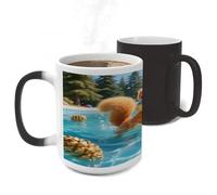 ERSTSNCK Squirrel Pool Joy Color Changing Mug Heat Changing Coffee Mug Funny Magic Cup Heat Sensitive Travel Mugs Novelty Coffee Cups Personalized Customized Gift for Men Women 11 Oz
