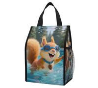 ERSTSNCK Squirrel Pool Joy Insulated Lunch Bag Leakproof Insulated Cooler Bags Reusable Cooler Tote Foldable Lunchbox for Adult Women Men for Work Travel Picnic