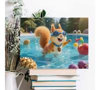 ERSTSNCK Squirrel Pool Joy Wall Decor For Living Room Large Canvas Wall Art For Bedroom Modern Office Pictures Wall Artwork Landscape Paintings Canvas Art Prints Home Decorations 16x12inch(40x30cm)