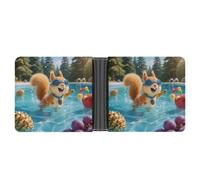 ERSTSNCK Squirrel Pool Joy Wallet for Men Bifold Rfid Blocking Slim Money Clip Front Pocket Wallet Card Holder