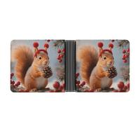 ERSTSNCK Squirrel Wallet for Men Bifold Rfid Blocking Slim Money Clip Front Pocket Wallet Card Holder