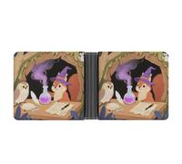 ERSTSNCK Squirrel Wearing A Wizard Hat Wallet for Men Bifold Rfid Blocking Slim Money Clip Front Pocket Wallet Card Holder