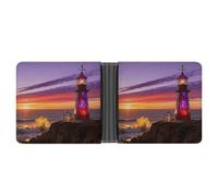 ERSTSNCK Stained Glass Lighthouse Wallet for Men Bifold Rfid Blocking Slim Money Clip Front Pocket Wallet Card Holder