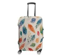 ERSTSNCK Stamped Leaves Luggage Suitcase Covers Elastic Washable Cute Luggage Protector Travel Suitcase Protective Cover For Adult (Fit 19-32 Inch Luggages) X-Large, white, L, Stamped Leaves