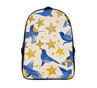 ERSTSNCK Star Bird Print Laptop Backpack for Travel Work, 16In Cute Bookbag, Computer Backpack, Casual Daypack, Star Bird Print, 40x28x16cm