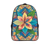 ERSTSNCK Star Bird Print Laptop Backpack for Travel Work, 16In Cute Bookbag, Computer Backpack, Casual Daypack, Flowers and Hawaiian Tribal Patterns, 40x28x16cm