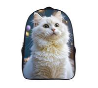 ERSTSNCK Star Bird Print Laptop Backpack for Travel Work, 16In Cute Bookbag, Computer Backpack, Casual Daypack, Gorgeous White Cat, 40x28x16cm