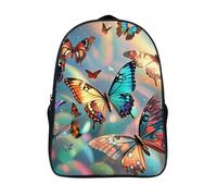 ERSTSNCK Star Bird Print Laptop Backpack for Travel Work, 16In Cute Bookbag, Computer Backpack, Casual Daypack, Color Butterfly Background, 40x28x16cm