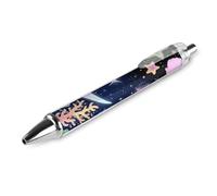 ERSTSNCK Star Ocean Pattern Black Ballpoint Pens Fine Point (0.5mm) Black Ink Pen Retractable Ball Point Pens with Comfortable Full Grip for Journaling, And Office Writing Ideal 1 PCS