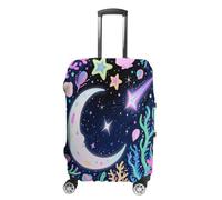 ERSTSNCK Star Ocean Pattern Luggage Suitcase Covers Elastic Washable Cute Luggage Protector Travel Suitcase Protective Cover For Adult (Fit 19-32 Inch Luggages) X-Large, white, S, Star Ocean Pattern