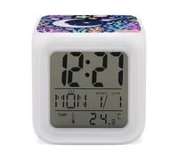 ERSTSNCK Star Ocean Pattern Night Light Alarm Clock LED Display Alarms for Bedroom Smart Digital Alarm Clock Wtih 7 Colorful Ambient Lights Sleep Timer for Heavy Sleepers Simple Operation