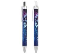 ERSTSNCK Staring at The Skeleton Black Ballpoint Pens Fine Point (0.5mm) Black Ink Pen Retractable Ball Point Pens with Comfortable Full Grip for Journaling, And Office Writing Ideal 2 PCS