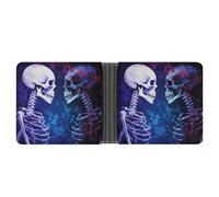 ERSTSNCK Staring at The Skeleton Wallet for Men Bifold Rfid Blocking Slim Money Clip Front Pocket Wallet Card Holder