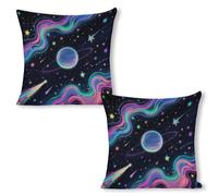ERSTSNCK Starry Cosmos Pillow Covers 18"x18"（2pcs） Linen Throw Pillow Covers - Double Sided Decorative Square Cushion Cases for Sofa, Bed, Chair (No Insert Included)