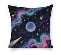 ERSTSNCK Starry Cosmos Pillow Covers 18"x18" Linen Throw Pillow Covers - Double Sided Decorative Square Cushion Cases for Sofa, Bed, Chair (No Insert Included)