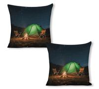 ERSTSNCK Starry Tent Pillow Covers 18"x18"（2pcs） Linen Throw Pillow Covers - Double Sided Decorative Square Cushion Cases for Sofa, Bed, Chair (No Insert Included)