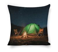 ERSTSNCK Starry Tent Pillow Covers 18"x18" Linen Throw Pillow Covers - Double Sided Decorative Square Cushion Cases for Sofa, Bed, Chair (No Insert Included)