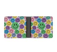ERSTSNCK Stars And Happy Face Patterns Wallet for Men Bifold Rfid Blocking Slim Money Clip Front Pocket Wallet Card Holder