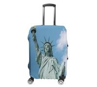 ERSTSNCK Statue of Liberty Luggage Suitcase Covers Elastic Washable Cute Luggage Protector Travel Suitcase Protective Cover For Adult (Fit 19-32 Inch Luggages), white, L, Statue of Liberty