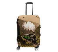 ERSTSNCK Steam Car in The Woods Luggage Suitcase Covers Elastic Washable Cute Luggage Protector Travel Suitcase Protective Cover For Adult (Fit 19-32 Inch Luggages), white, XL, Steam Car in the Woods