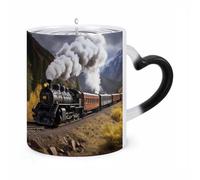 ERSTSNCK Steam Locomotive Train Color Changing Mug Heat Changing Coffee Mugs Funny Magic Cup Heat Sensitive Travel Mug Novelty Coffee Cups Personalized Customized Gift Idea for Men & Women 11 Oz