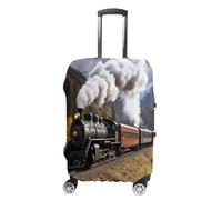ERSTSNCK Steam Locomotive Train Luggage Suitcase Covers Elastic Washable Cute Luggage Protector Travel Suitcase Protective Cover For Adult (Fit 19-32 Inch Luggages), white, M, Steam Locomotive Train